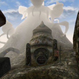 Telvanni towers twist and grow through the surrounding rock. (Image credit to Bethesda Softworks, retrieved from GOG.com's official Morrowind page)